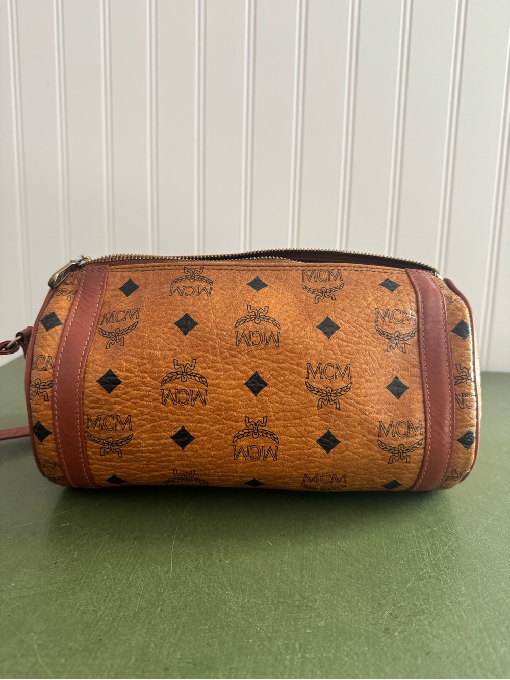 MCM Visetos X-Body Small Barrel Bag in Cognac Leather *Italy* - Picture 9 of 13